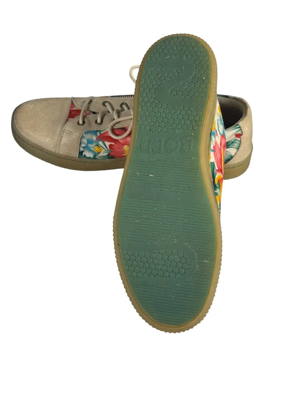 Born Tamara Multi Floral Tropical Canvas  Suede Lace Up Sneaker Size 10